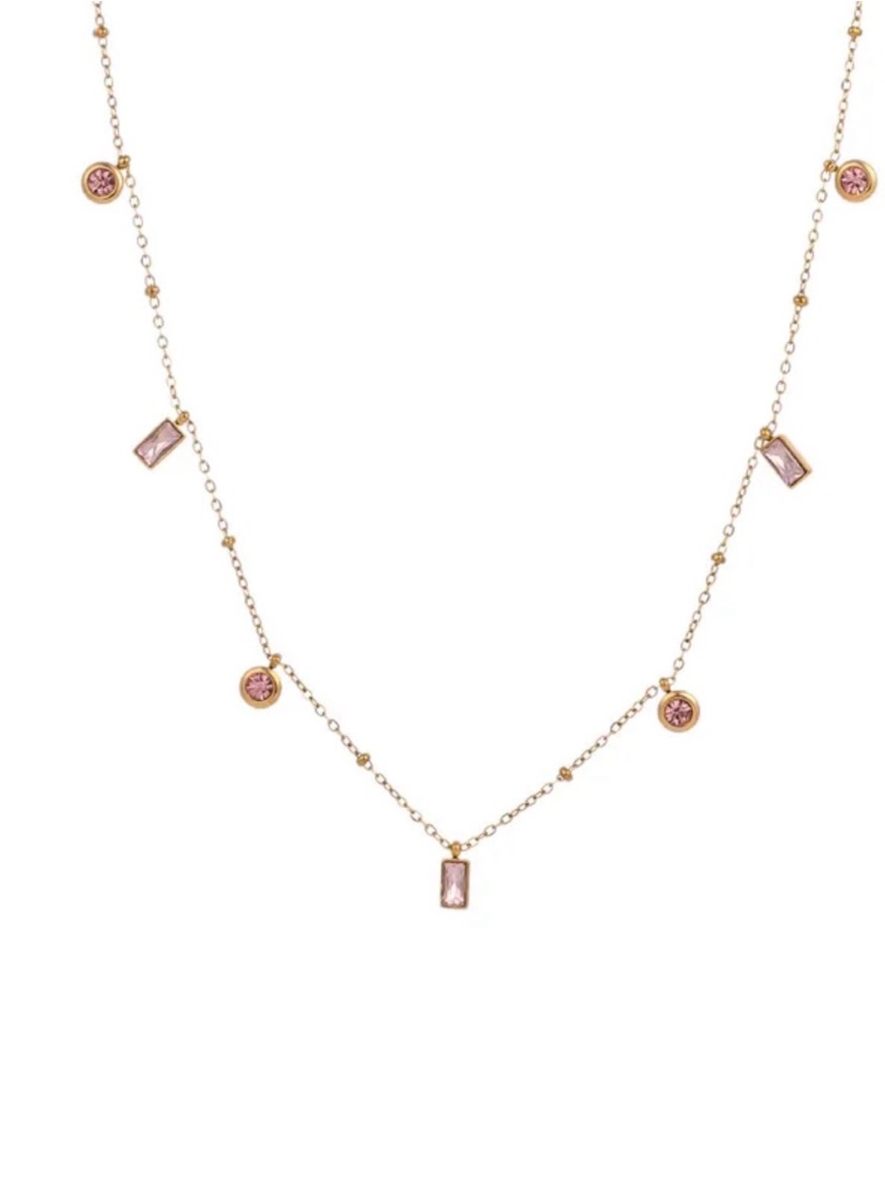 Gold Orchid Crystal Station Necklace | PVD Gold-Coated Stainless Steel